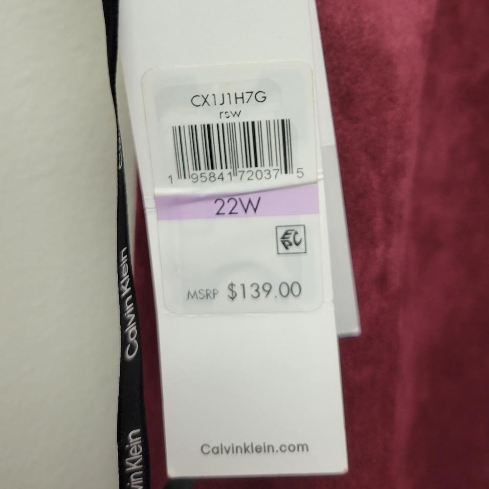Calvin Klein Scuba Suede A-Line Dress Burgundy 22W - Picture 6 of 7